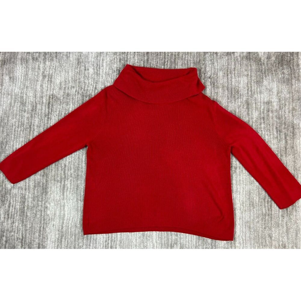 Norton McNaughton Sweater‎ Womens Extra Large Red Wide Fold Over Neck Knit